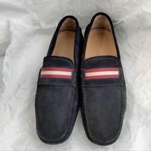 BALLY Men’s blue Leather Suede Wabler  Driving Loafers UK 8.5E us 9.5